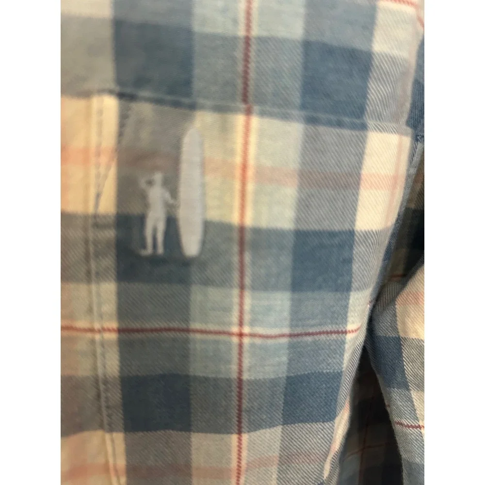 Johnnie-O Hangin Out Blue Plaid Button Down Shirt 12 Long Sleeve Cotton k7092‎